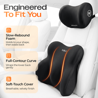 Ergonomic Car Backrest and Headrest Set