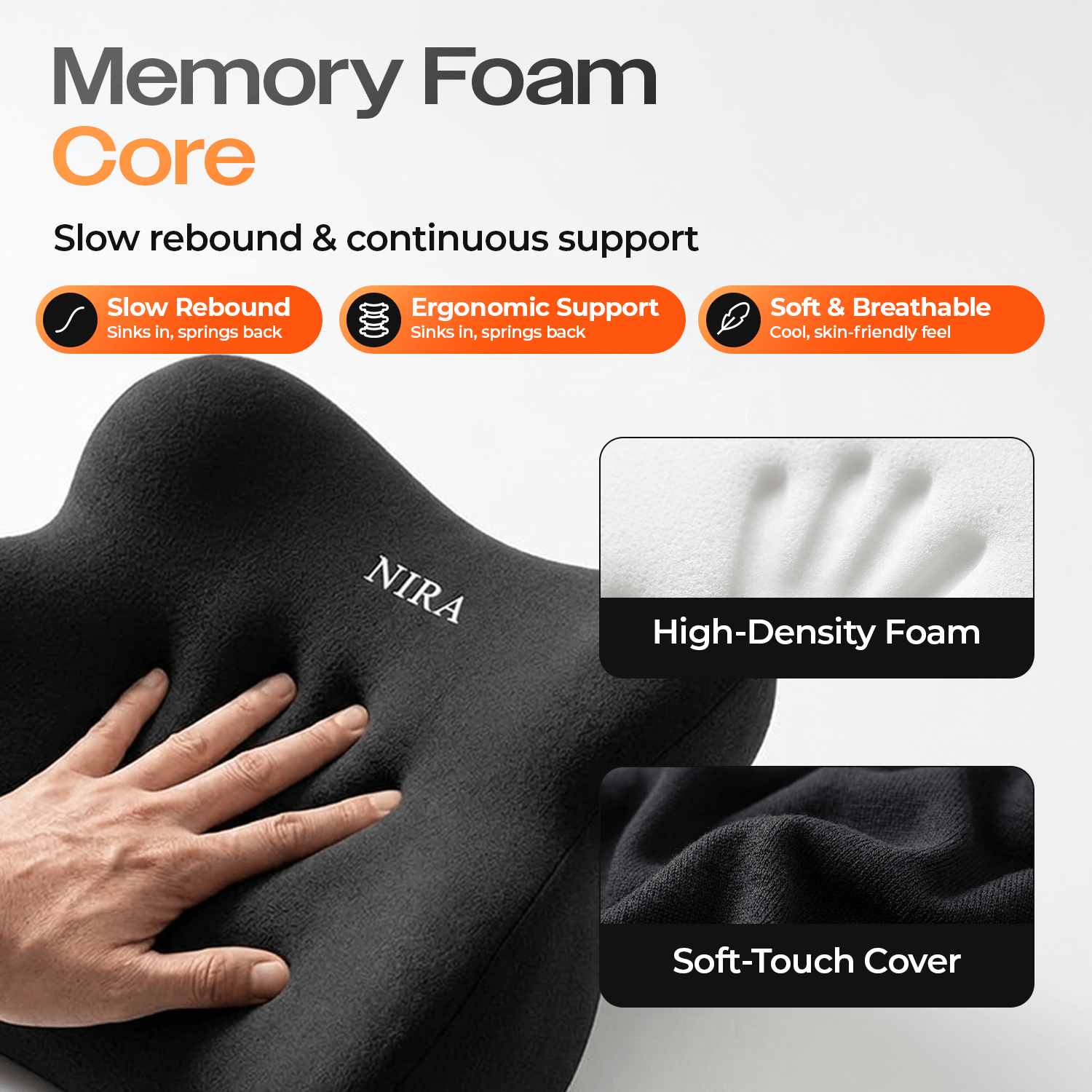 Ergonomic Car Backrest and Headrest Set