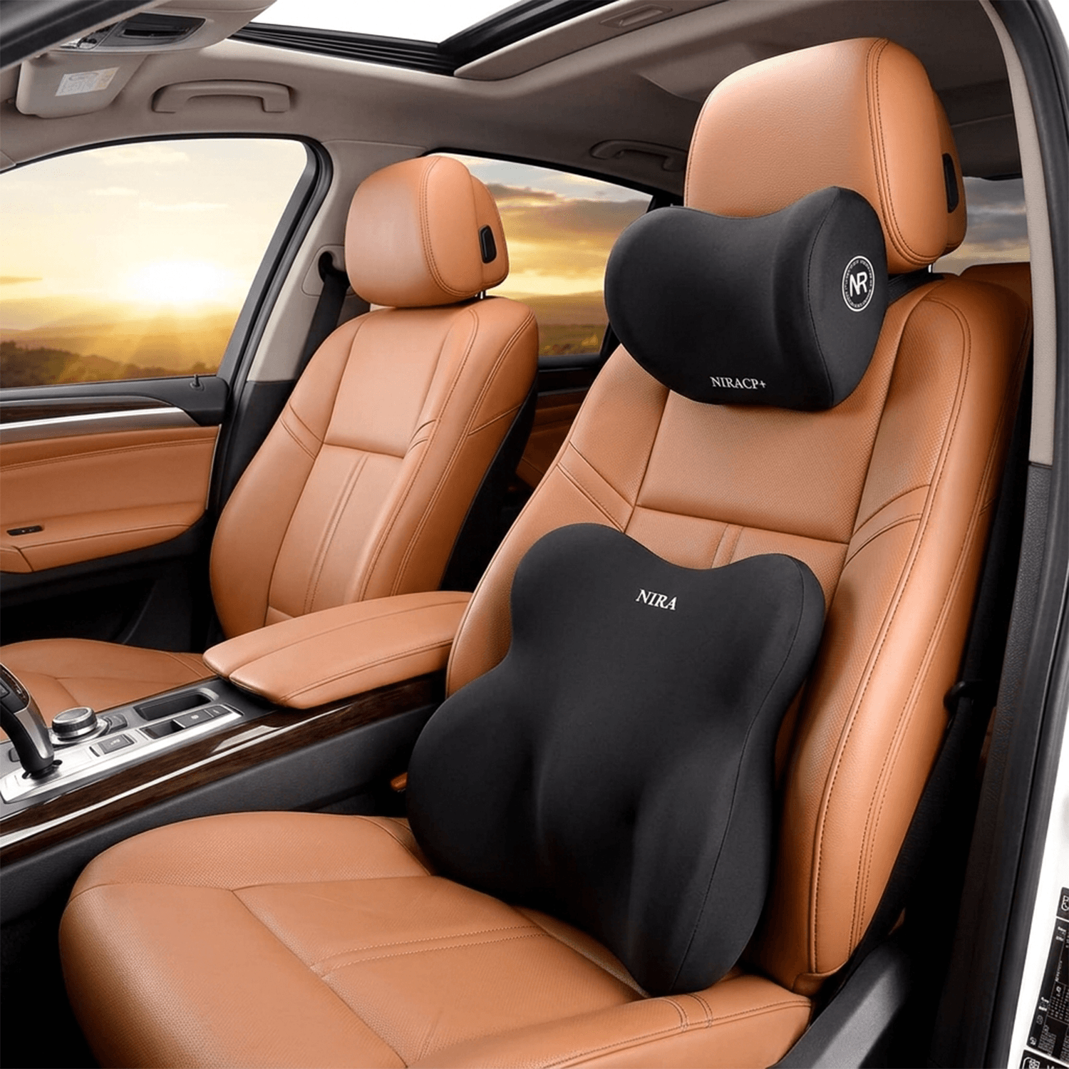 Ergonomic Car Backrest and Headrest Set