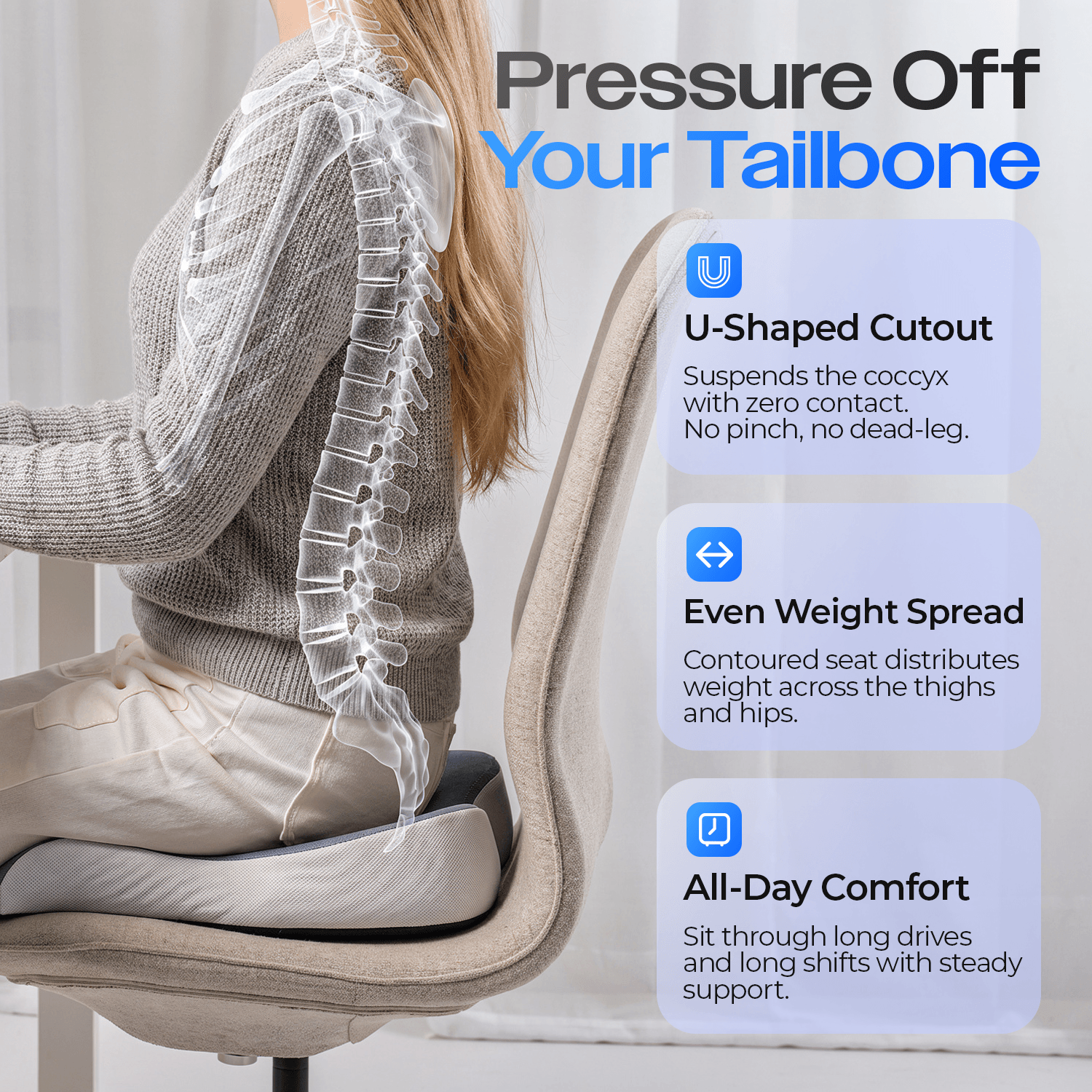 Ergonomic Memory Foam Seat Cushion