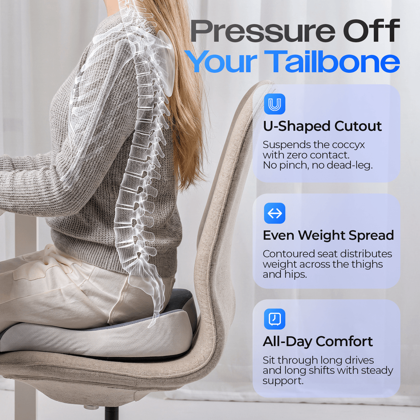 Ergonomic Memory Foam Seat Cushion